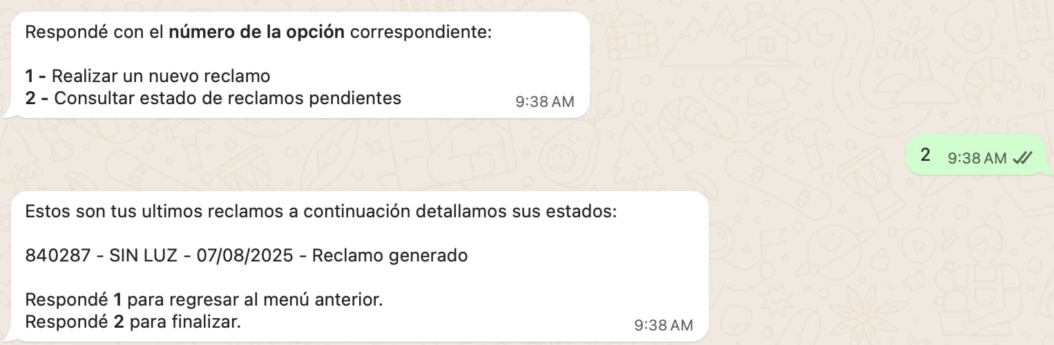 Chat con el bot de EMSA sin respuestas.