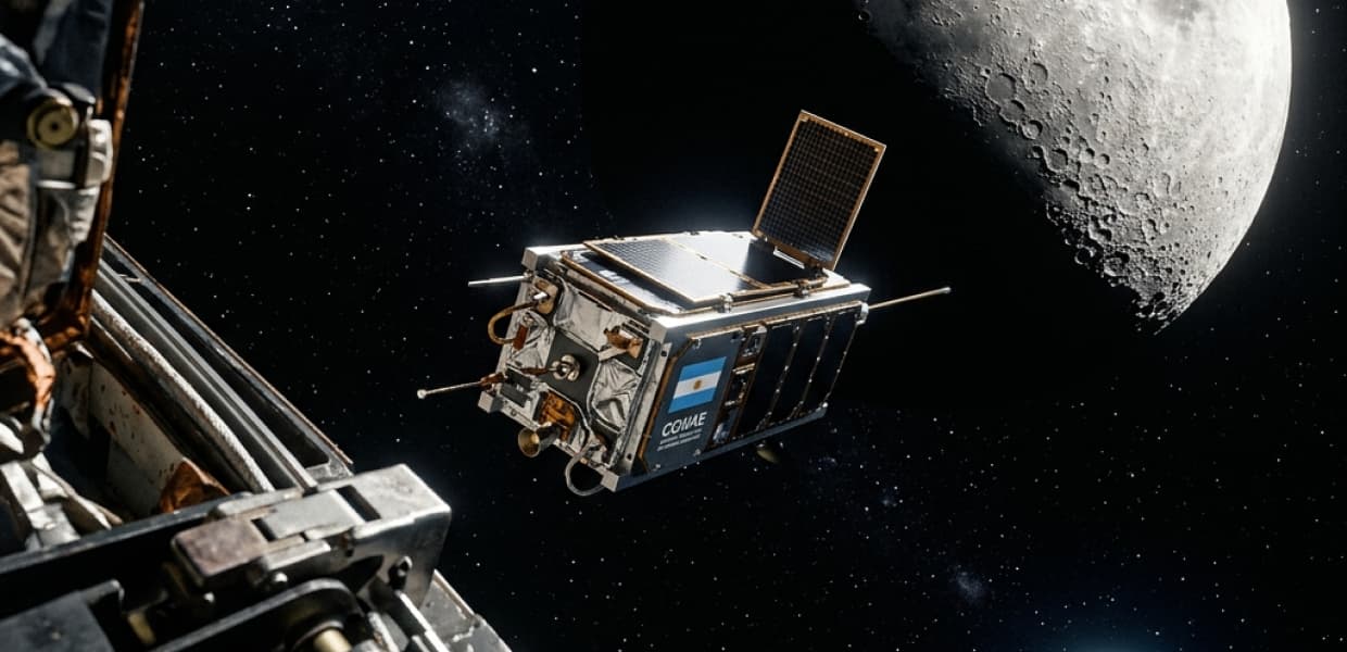 Imagen de portada para Artemis II: Argentina viaja a la Luna con el satélite Atenea