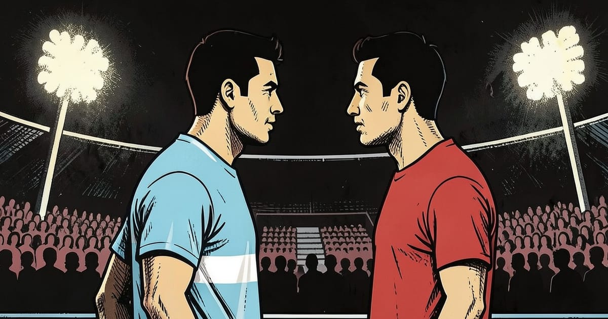Ilustración editorial de portada sobre Argentina-Inglaterra: la semifinal que roza Malvinas