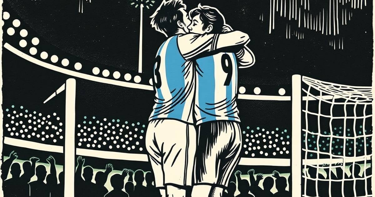 Ilustración editorial de portada sobre Argentina remontó a Inglaterra, está en la final y va por la cuarta