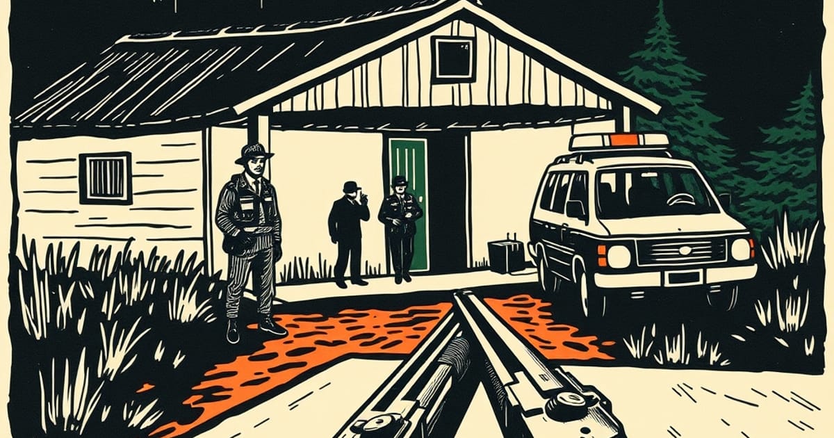 Ilustración editorial de portada sobre Detuvieron a un hombre en Fracrán tras ser denunciado por amenazar a su pareja con un arma de fuego
