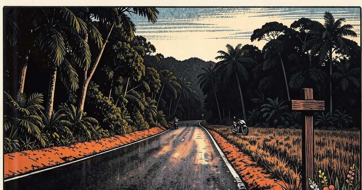 Ilustración editorial de portada sobre San Pedro: otra muerte en la Ruta 14 que atraviesa Fracrán