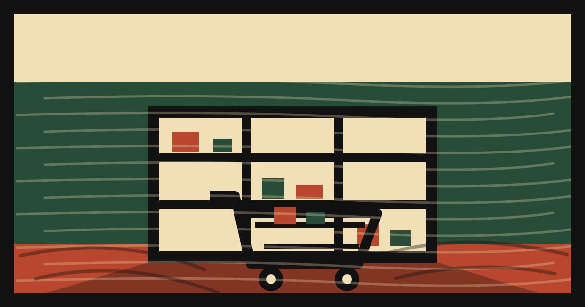 Ilustración editorial de portada sobre Ventas de supermercados en Misiones caen 9,3% real en mayo