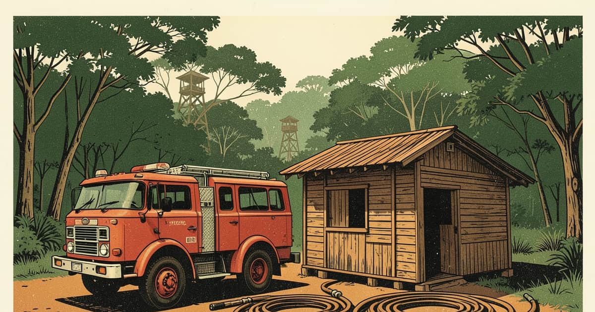 Ilustración editorial de portada sobre Bomberos voluntarios de Misiones: la mitad sin cobrar